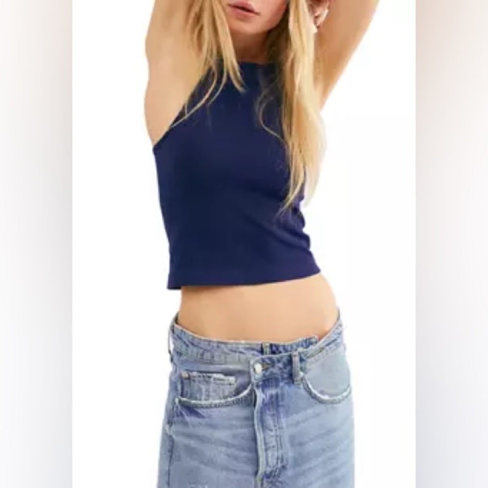 FREE PEOPLE Hayley Racerback Brami - Navy - NWOT